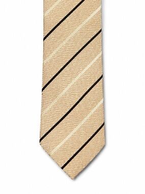 Pal Zileri 100% Silk Tie Made in Italy Beige Black Striped Luxury 59”